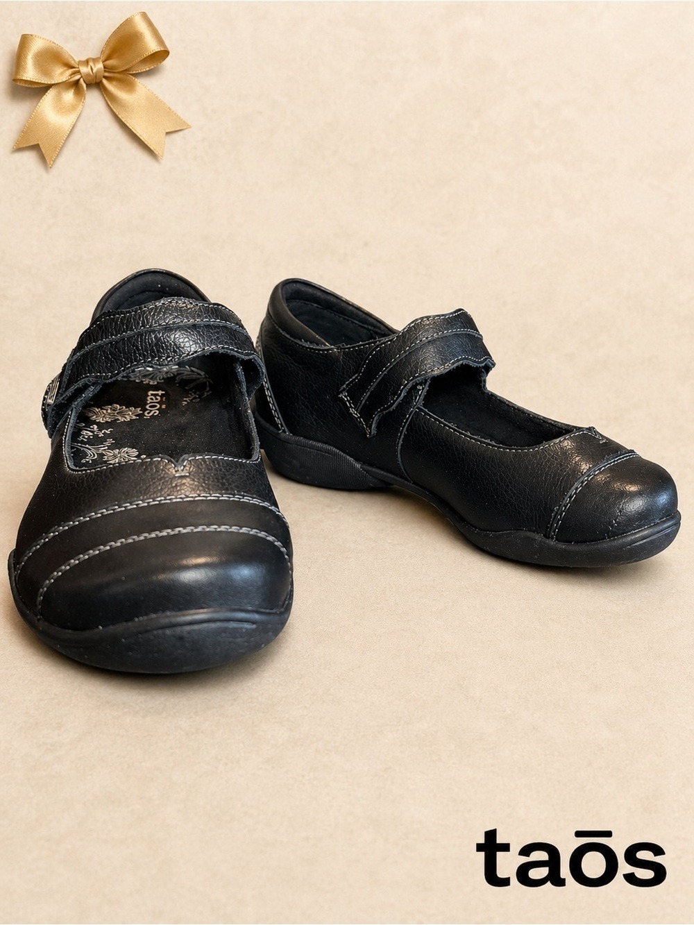 Taos Applause Mary Jane Black Smooth Leather Shoes Size 7W NIB